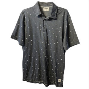 Linksoul Astoria Performance Polo Gray Micro Print Soft Cotton Spandex Large EUC